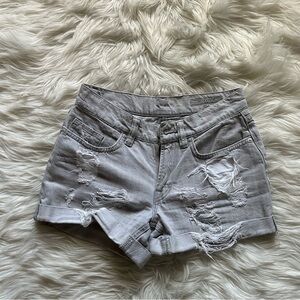 ALLSAINTS: DISTRESSED DENIM SHORTS- SIZE W25
